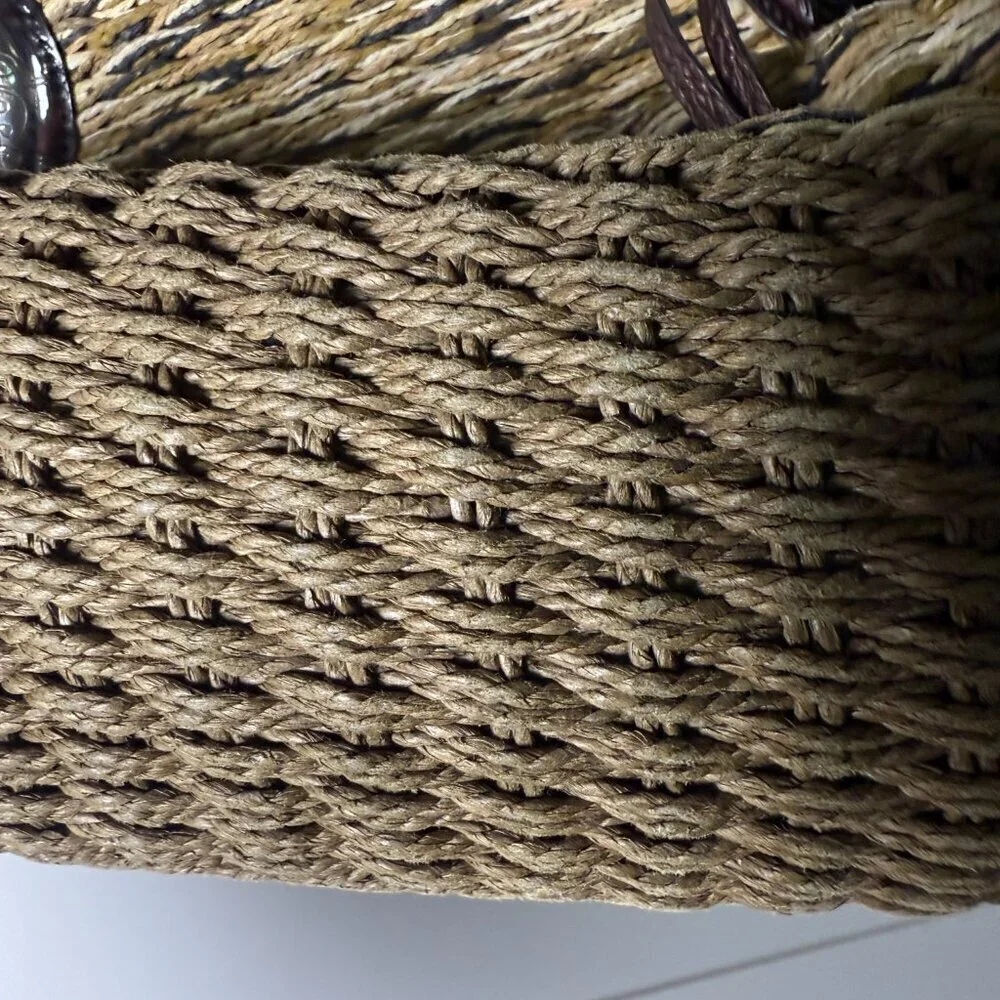 Brighton Summer Market Straw Purse Tan with Dark Brown Handles